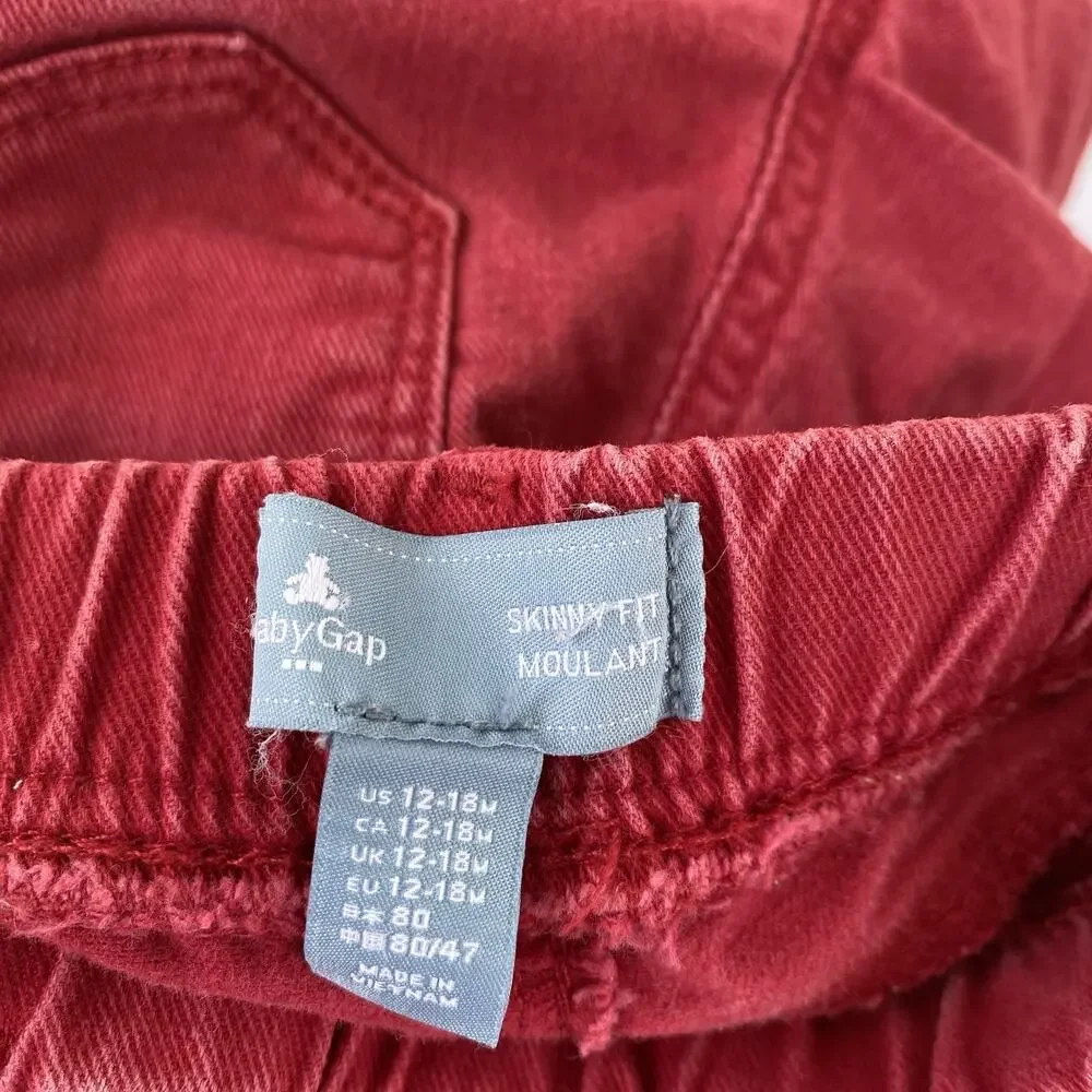 Baby Gap Girl Red Stretch Jeans Size 12-18 Months